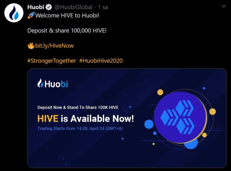 Screenshot 1 9 - Huobi Global, Hive'ı (HIVE) Listeleyeceğini Açıkladı!
