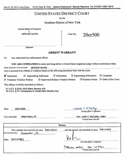 Arthur Hayes tutuklanma belgesi 474x600 - BitMEX'in Dava Belgelerini NFT Olarak Satışa Çıkardılar!