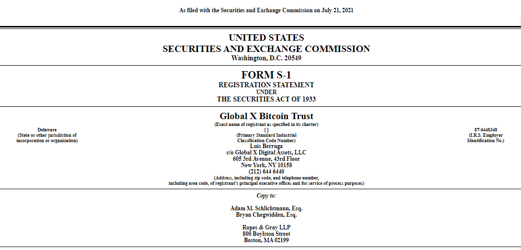 Screenshot 1 - Varlık Yönetimi Devi GlobalX, Bitcoin ETF’i İçin Başvurdu!