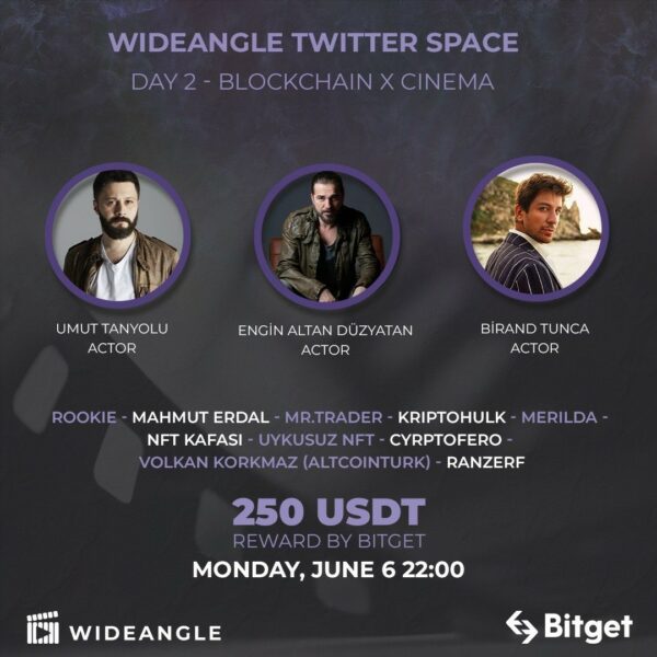 wideangle twitter space day 2 600x600 - Kripto Para, Blockchain ve Sinema Dünyasının Önemli İsimleri Twitter Space'te Toplanıyor!